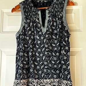 Lucky Brand Blue Floral Sleeveless Top *Size L